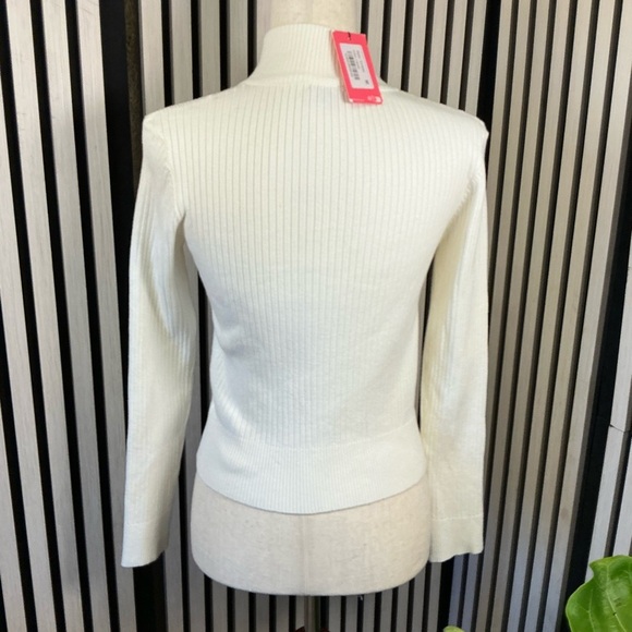 NWT Edikted Cream Ribbed Zip-Up Sweater Sz M - Picture 3 of 6